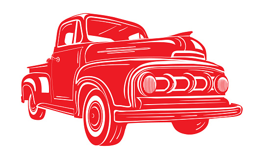 Retro red Pick Up Truck