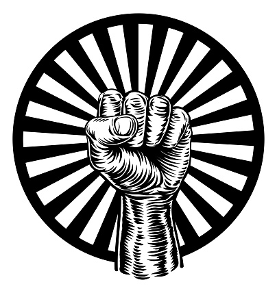 Retro Revolution Hand Fist Raised Air Propaganda