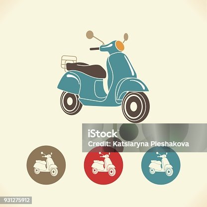 istock Retro scooter isolated. Italian style. 931275912