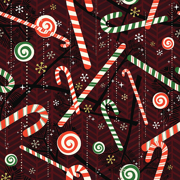 Retro Seamless Candy Cane Pattern. vector art illustration