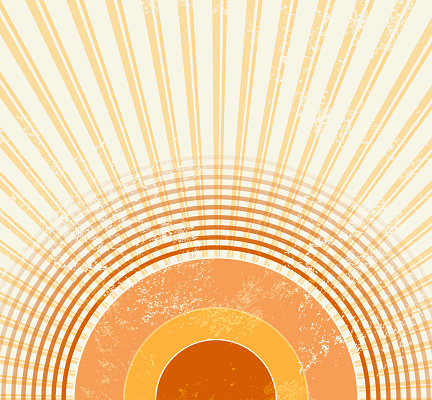 Retro starburst - abstract vintage music background in 70s style with sound wave circles - sunburst template