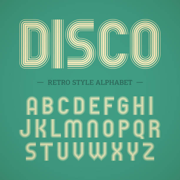Retro style alphabet Vector illustration with transparent effect. Eps10. disco dancing stock illustrations