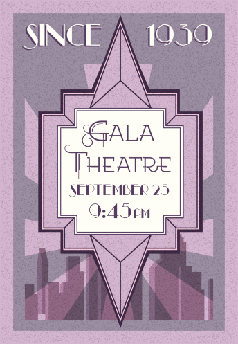 Retro style theatre poster, Art Deco 