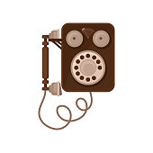 Retro styled payphone vector Illustration isolated on a white background.