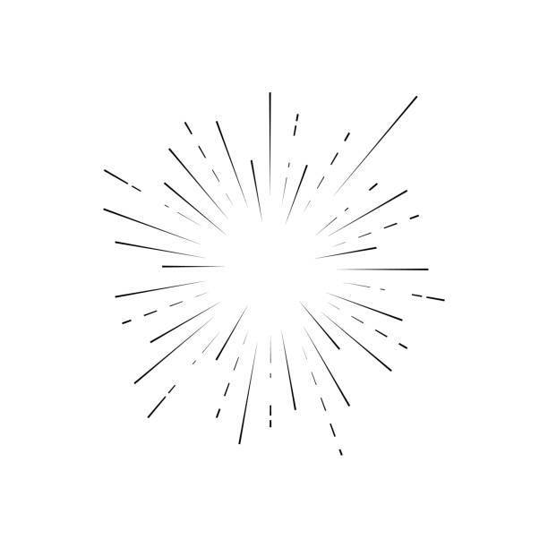 復古陽光爆裂標誌黑色細線。向量 - sparks 幅插畫檔、美工圖案、卡通及圖標