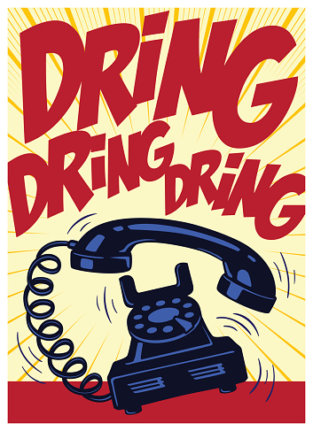 Retro telephone ringing vintage pop art comic book vector illustration