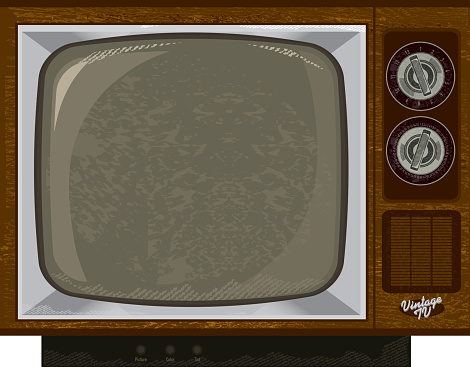 Retro television set with textures