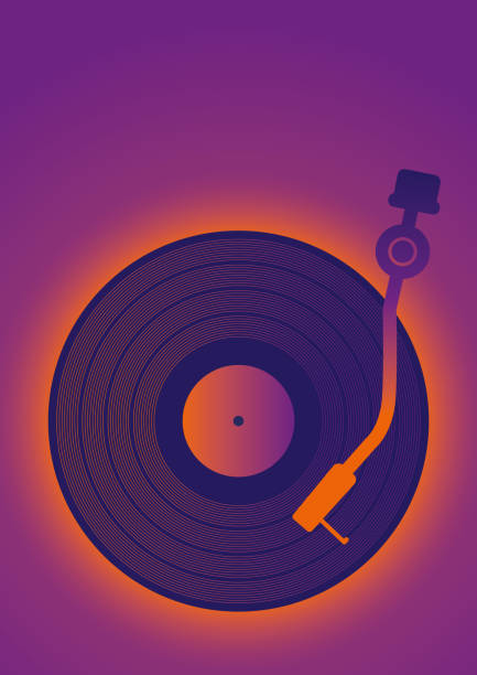 Retro Vinil Music Poster Clip Art Vector Illustration of a Template Retro Vinil Music Poster Clip Art turntable stock illustrations