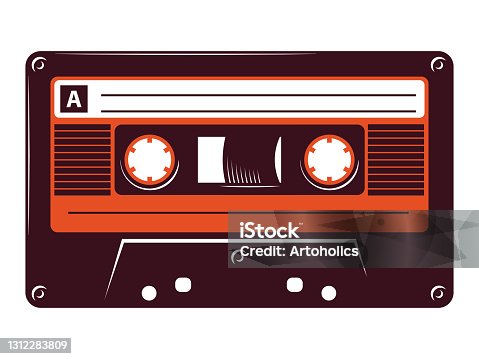 istock Retro vintage cassette tape vector illustration on white background. 1312283809