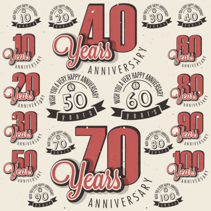 Retro Vintage style anniversary greeting card collection with calligraphic design