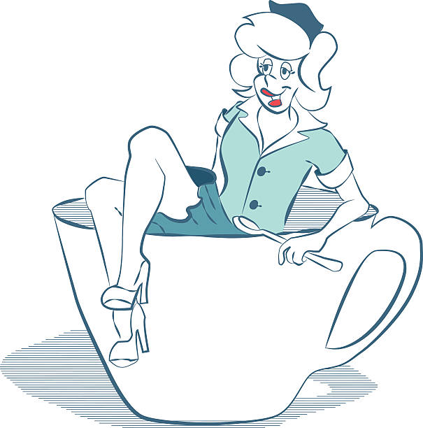 Best Cartoon Of A Sexy Woman Waitress Uniform