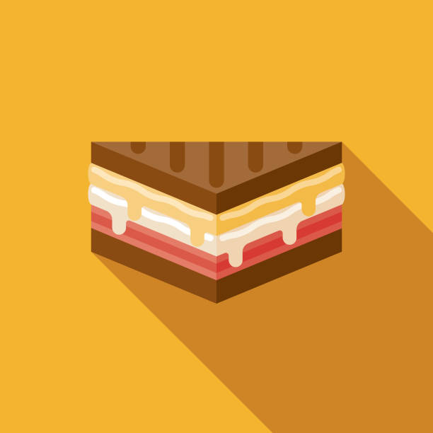 Reuben Sandwich Icon A flat design icon with a long shadow. File is built in the CMYK color space for optimal printing. Color swatches are global so it’s easy to change colors across the document. corned beef stock illustrations