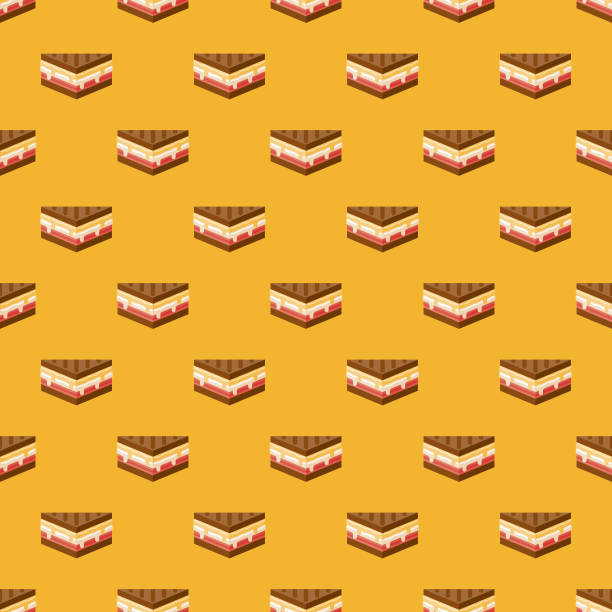 Reuben Sandwich Pattern A seamless pattern created from a single flat design icon, which can be tiled on all sides. File is built in the CMYK color space for optimal printing and can easily be converted to RGB. No gradients or transparencies used, the shapes have been placed into a clipping mask. corned beef stock illustrations