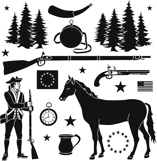 Revolutionary war design elements Vector illustrations and design elements about the American war for Independence. american revolution stock illustrations