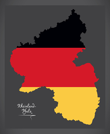 Alman Ulusal Bayrak Cizim Ile Almanyanin Rheinlandpfalz Harita Stok Vektor Sanati Alman Bayragi Nin Daha Fazla Gorseli Istock