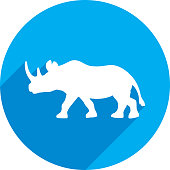 Vector illustration of a blue rhino icon in flat style.