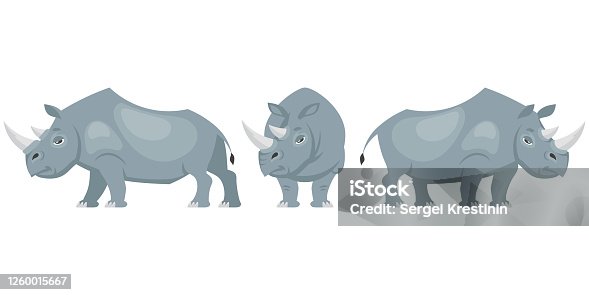 istock Rhinoceros in different poses. 1260015667