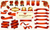 ribbon and label set : red and gold