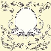 Ribbon frame and border ornaments. Vector for use.