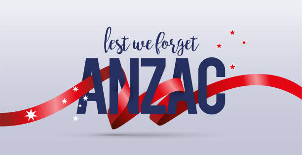 ANZAC ribbon lest we forget vector art illustration