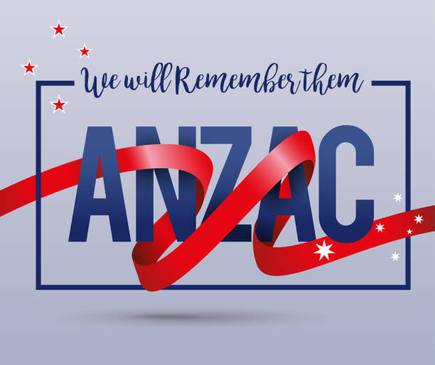 ANZAC ribbon we will remember them vector art illustration