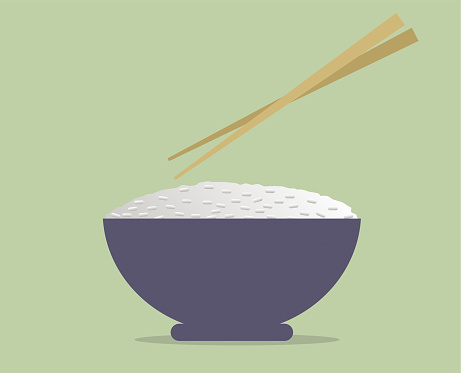 Rice bowl with chopstick stock illustration