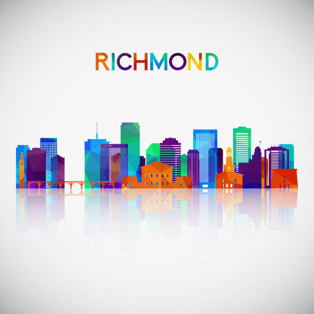Richmond skyline silhouette in colorful geometric style. Symbol for your design. Vector illustration. Richmond skyline silhouette in colorful geometric style. Symbol for your design. Vector illustration. richmond virginia stock illustrations