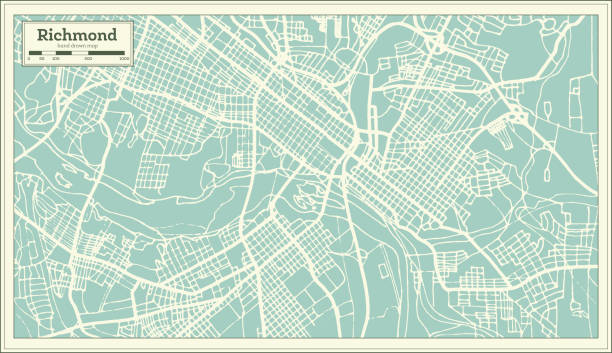 Richmond Virginia USA City Map in Retro Style. Richmond Virginia USA City Map in Retro Style. Outline Map. Vector Illustration. richmond virginia stock illustrations