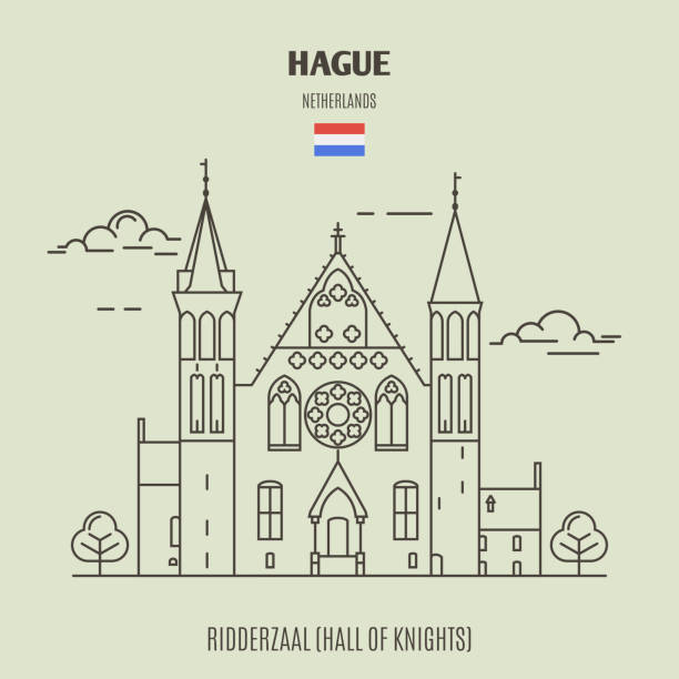 stockillustraties, clipart, cartoons en iconen met de ridderzaal in den haag, nederland. landmark pictogram - den haag