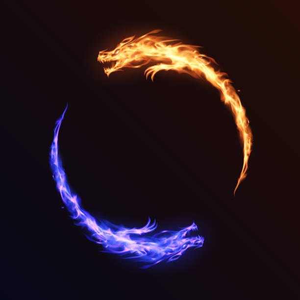 Ring of dragons in flame Ring of dragons in flame in vector dragon stock illustrations