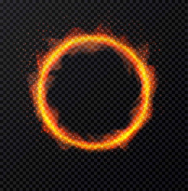 Ring of fire flame on transparent background. Round fiery frame. Vector Illustration Ring of fire flame on transparent background. Round fiery frame hot wheels flames stock illustrations