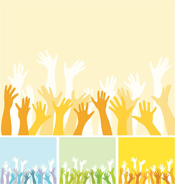Rising hands Many hands  hand backgrounds stock illustrations