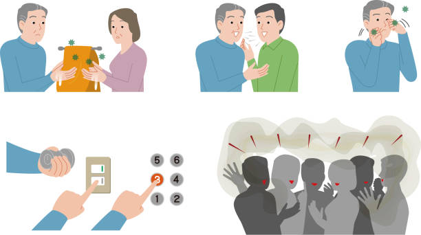 Risk of viral infection. Elderly people. healthcare close to stock illustrations