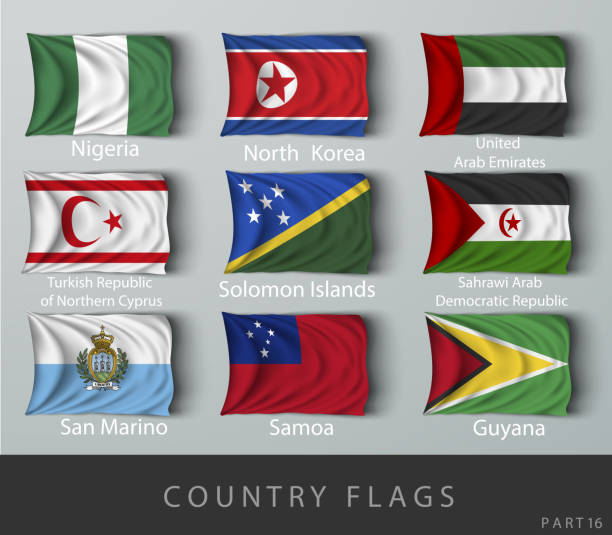 заклепка флага страны морщинистой с тенями - nigeria stock illustrations