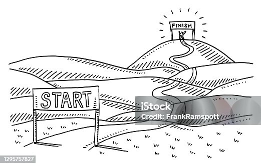 istock Road From Start To Finish Landscape Drawing 1295757827