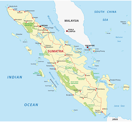 Road Map Of The Indonesian Island Sumatra Stock Road Map Of The Indonesian Island Sumatra Stock