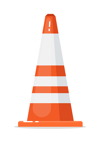 Road traffic cone isolated on white background