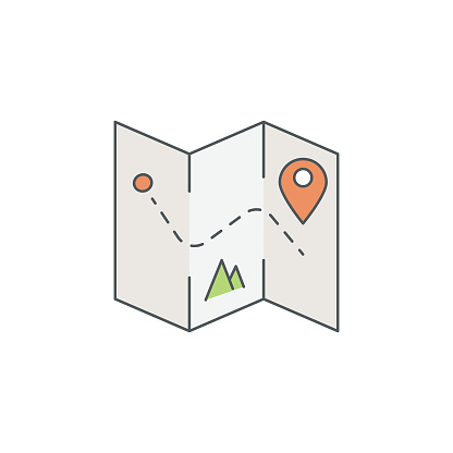 Road Trip Flat Line Icon with Editable Stroke