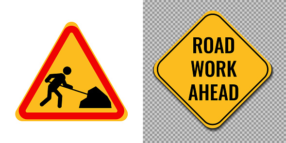 Straßenarbeiten Vor Zeichen Symbol Symbol Logo Dreieck Und Quadratische