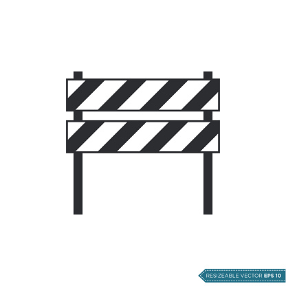 Roadblock Barrier Icon Vector Template Illustration Design