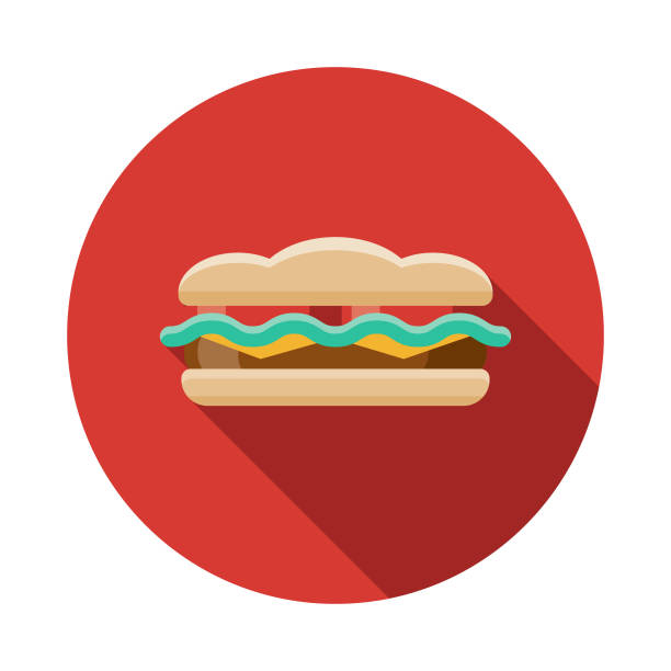 Roast Beef Sandwich Icon A flat design icon with a long shadow. File is built in the CMYK color space for optimal printing. Color swatches are global so it’s easy to change colors across the document. corned beef stock illustrations