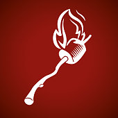 Vector Illustration of a Roast Marshmallow Icon over a red dark background