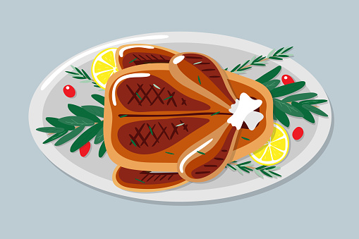Roasted turkey illustration, from above. Perfectly usable for all Thanksgiving related projects. vector