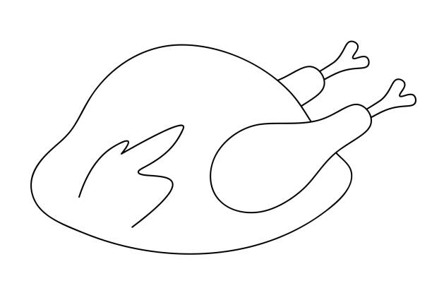 Roasted turkey. Juicy meat. Vector illustration. Outline on an isolated white background. Doodle style. Coloring book for children. Sketch. Thanksgiving day symbol. Appetizing chicken. Roasted turkey. Juicy meat. Vector illustration. Outline on an isolated white background. Doodle style. Coloring book for children. Sketch. Thanksgiving day symbol. Appetizing chicken. Idea for web design. thanksgiving diner stock illustrations