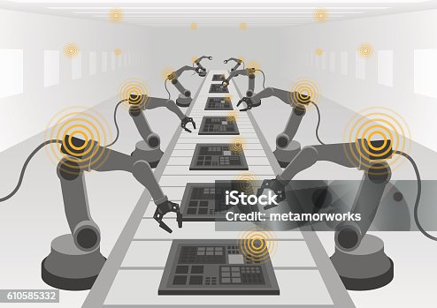 istock robot arms and conveyor belt, Factory automation, Industry 4.0 610585332