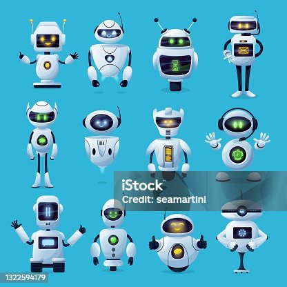 istock Robot cartoon characters with ai robotic machines 1322594179