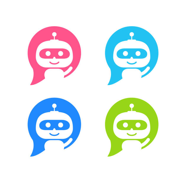 Robot icon. Chat Bot sign for support service concept. Chatbot character flat style Robot icon. Chat Bot sign for support service concept. Chatbot character flat style. chatbot stock illustrations