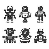 Robot Icons Set on White Background. Vector illustration