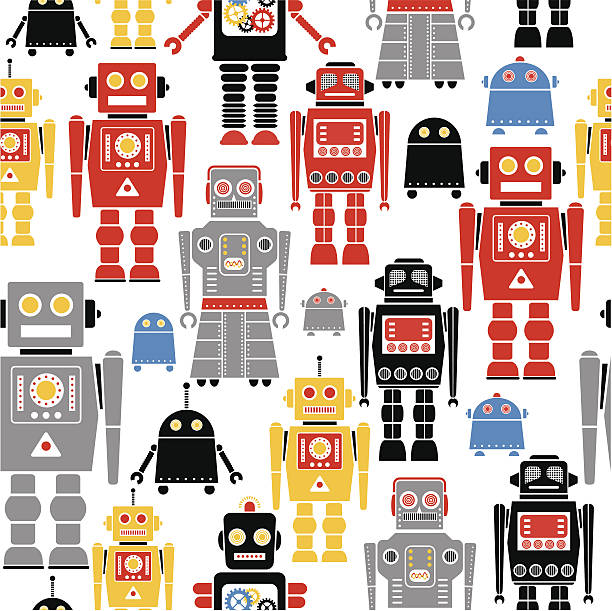 Robot Pattern A repeatable retro robot pattern. Click below for more kids stuff. robot patterns stock illustrations
