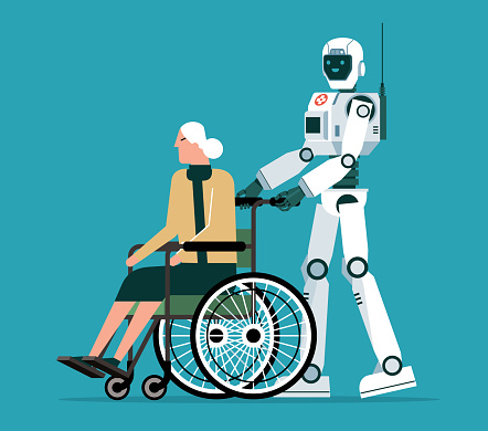 Robot pushing wheelchair - females